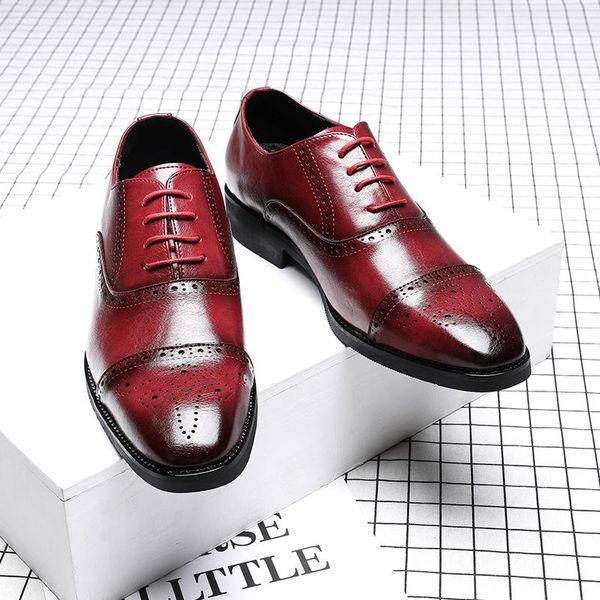 

dress shoes men personality trend paty leather wedding flats oxfords formal, Black