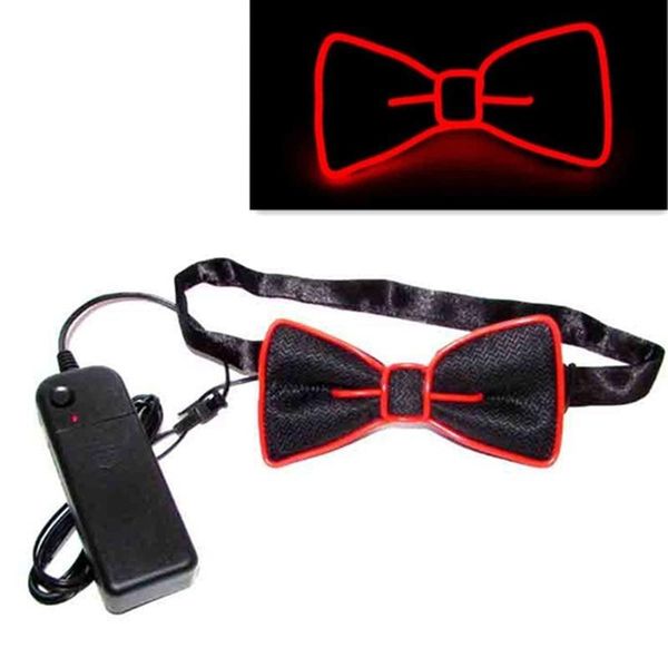 

light up led bow tie for men glows in the dark battery powered party accessory fea889, Black;gray