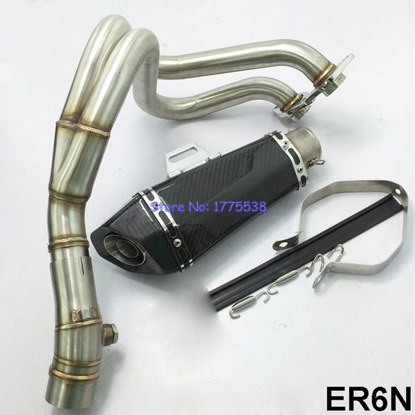 

er6n exhaust pipe muffler set carbon fiber motorcycle motorbike exhaust muffler pipe with accessories