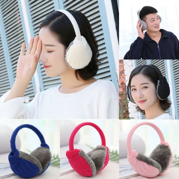 

color winter warm knitted earmuffs 2021solid ear warmers muffs women men earlap cover