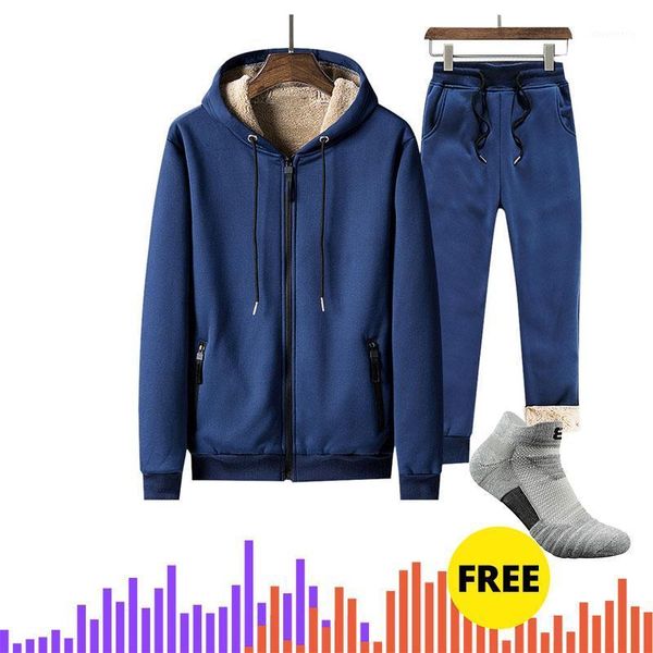 

men's tracksuits drop men's sportswear set thermal tracksuit full zip hoodies fleece joggers fashion sports mens sweater sweatpant, Gray