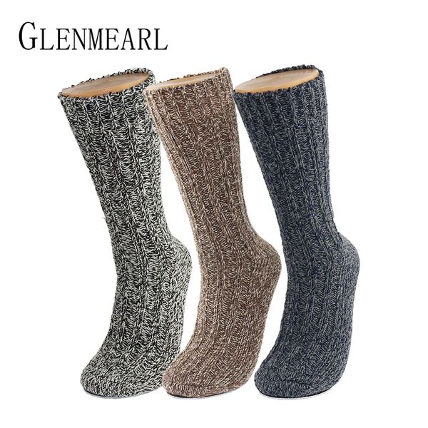 3 Paar Packung Merinowolle Damen-/Herrensocken Erstklassige Marke Hanf Winter Warm Dicke Coolmax-Strumpfwaren Schneestiefel Damen-/Herrensocken 200929