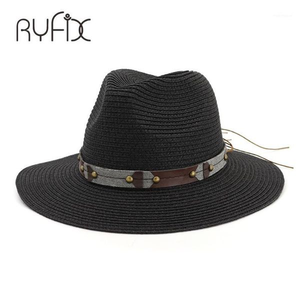 

wide brim hats jazz hat lady with flat straw outdoor sun block beach personalized ha651, Blue;gray