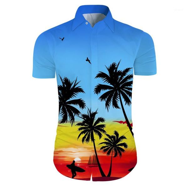 

3d mens shirts hawaii beach style short sleeve casual shirts fashion palm trees mens hawai polyester eu size1, White;black