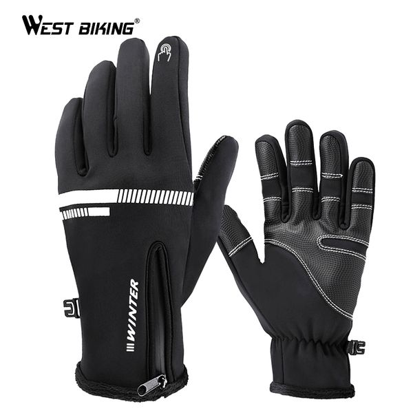 

west biking winter cycling touch screen mtb bike glove warm thermal ski fishing sport men women motorcycle bicycle gloves, Blue;gray