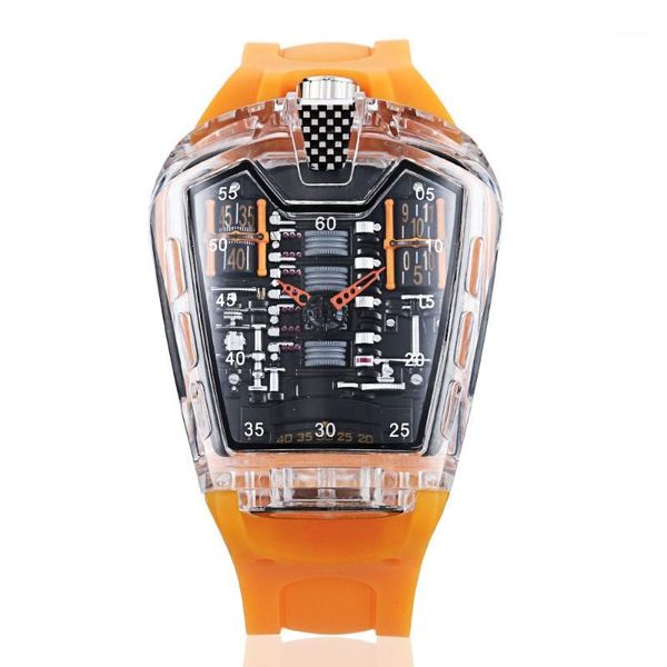 Avanadores de pulso clássico transparente masculino Sport Watch Quartz High Quality Moda Silicone Strap Man Watches Watch1