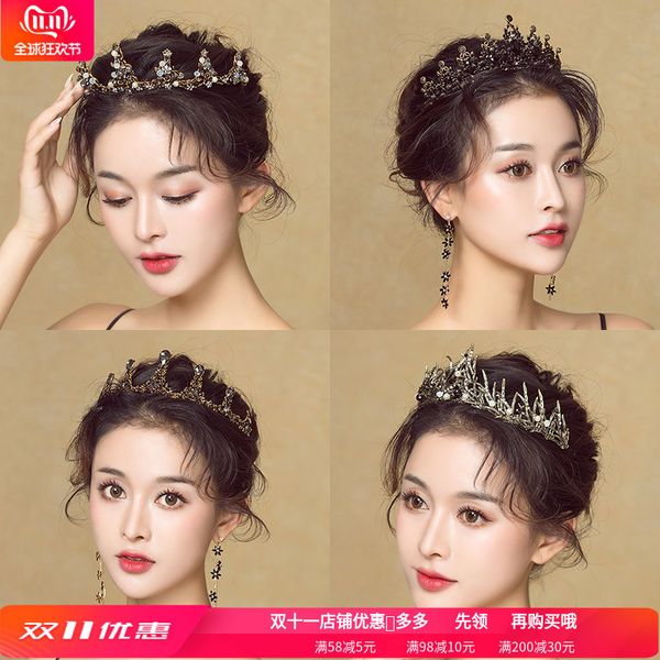 

tiktok: "2020 baroque dreading, black queen, crown bride headwear, dress accessories 18 years old, Silver