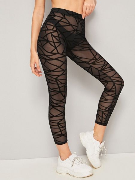 

geo mesh leggings without panties g7br#, Black