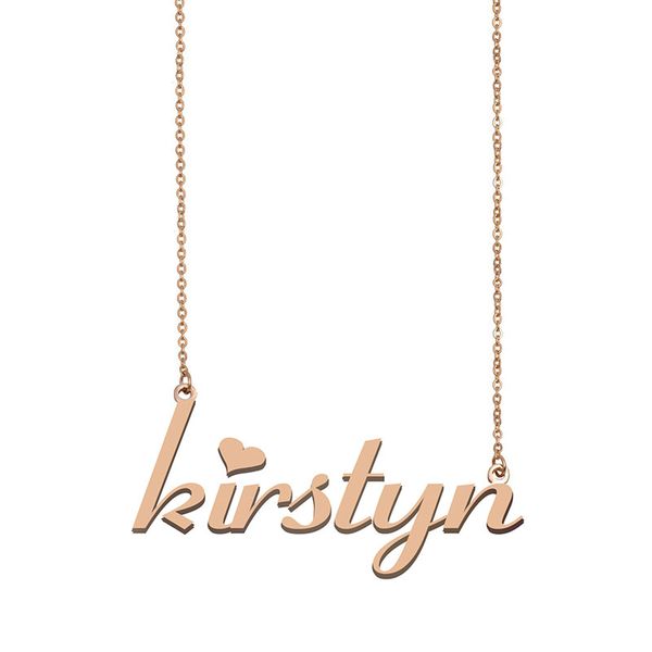 

kirstyn name necklace custom nameplate pendant for women girls birthday gift kids friends jewelry 18k gold plated stainless steel, Silver