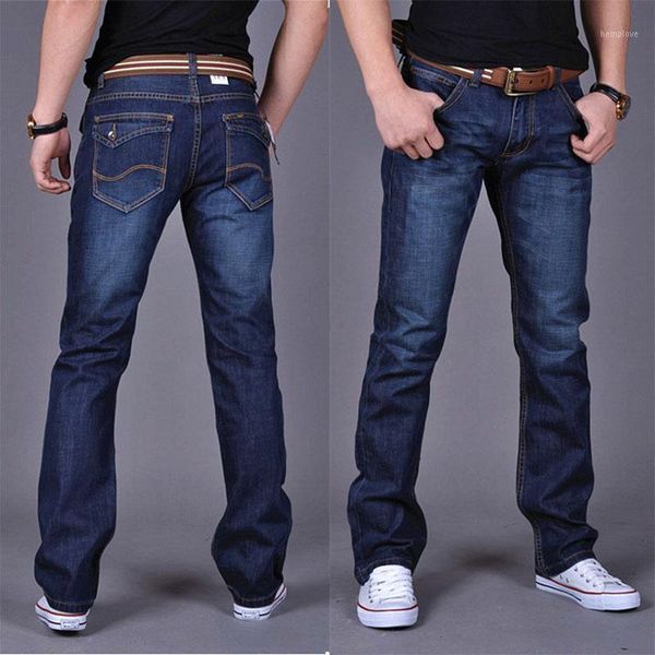 

2020 summer new men's fashion thin jeans business casual stretch slim jeans classic trousers denim pants1, Blue