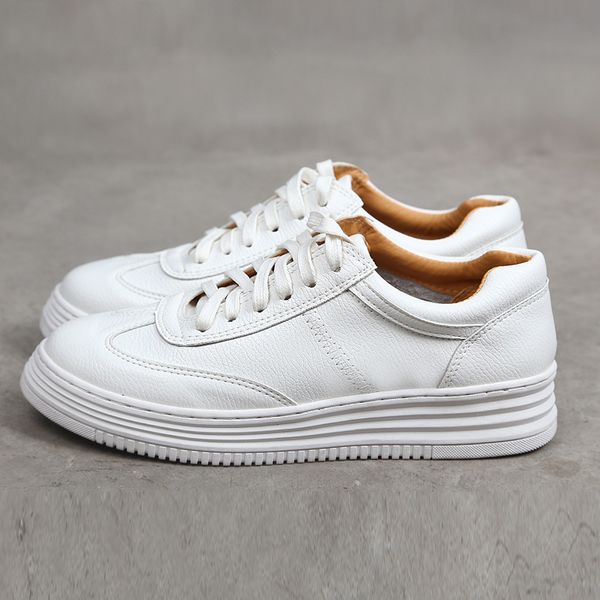 

fashion white split leather women chunky sneakers white shoes lace up tenis feminino zapatos de mujer platform women casual shoe lj200812, Black