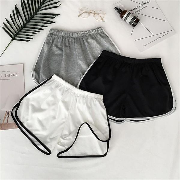 

summer street casual women shorts women all match loose solid soft cotton blend casual female stretch shorts, White;black