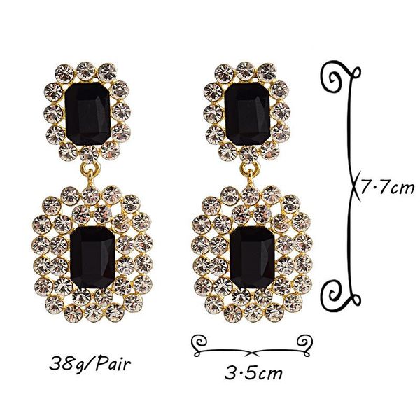 

new luxury crystals stone earrings fashion trend jewelry earring high-quality accessories for women geometric long drop boho, Silver