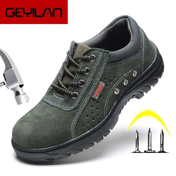 

новые мужские ботинки steel toe обувь работа безопасности загрузочный дышащий скольжению на рабочие ботинки кроссовки anti-порезы пирсинг бе, Black