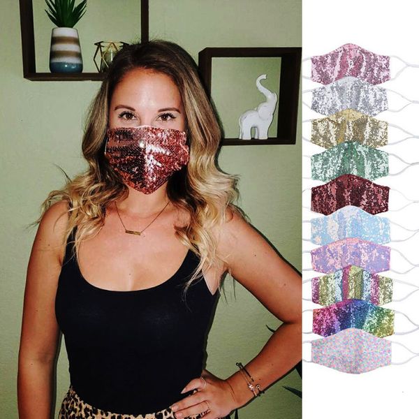

face lady fashion personality bling dust-proof breathable colorful sequins protective mask new reusable cyclinfackgcfsafegiic