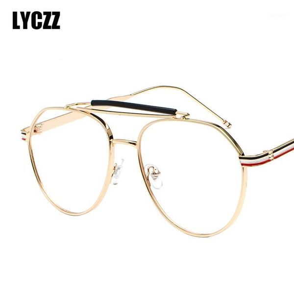 

lyczz metal round large frame glasses decorative vintage spectacle frames ultralight optical clear lens retro eyewear men women1, Black
