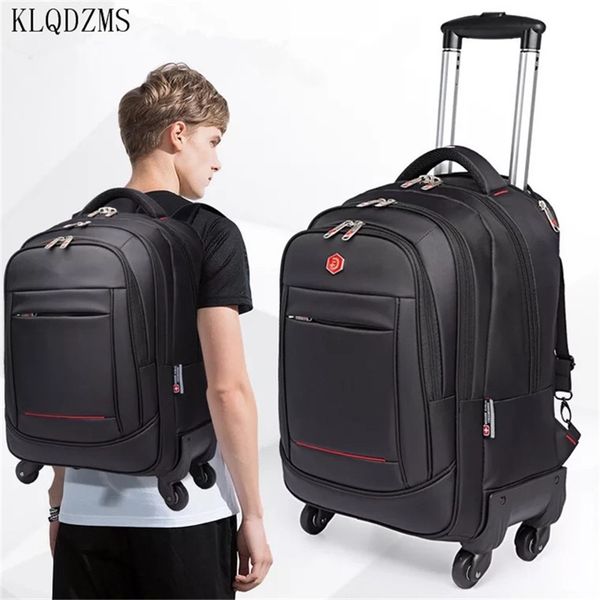 

klqdzms 18/20inch large capacity trolley bags for lapwaterproof travel trolley backpack luggage wheeled lj201104