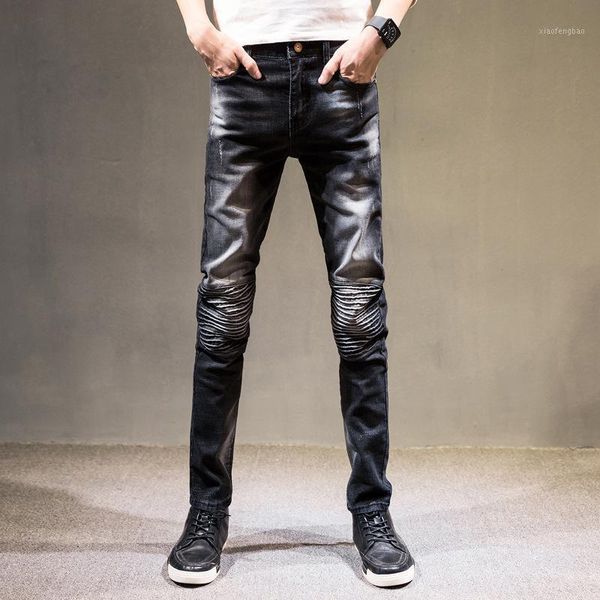 

2020 new fashion men's jeans fashion casual males slim high street skinny jeans men's trousers denim tight pants1, Blue