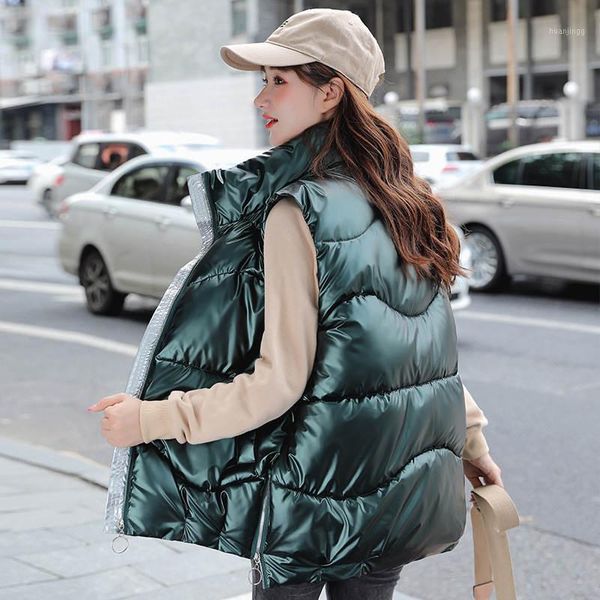 

xxxl plus size bright color down cotton vest women stand collar winter jacket women sleeveless warm vest coat woman parkas c65461, Black;white