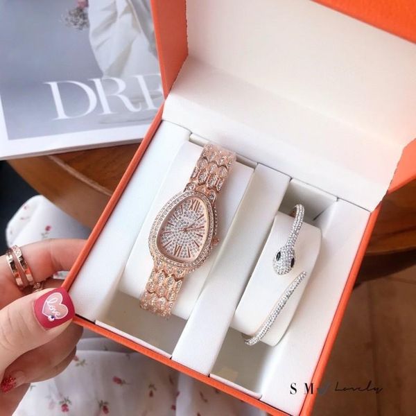 

bvlgary brand designer women's fashion watch bracelet ladies diamond serpenti quartz wristwatch snake waterproof watches female timepie, Silver