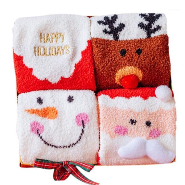 

4 pairs of christmas series socks adorable sleep bed socks floor warm1