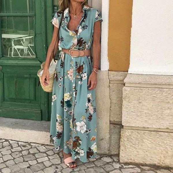 

women summer dress boho long maxi dress short sleeved party beach dresses 2021 new fashion female split sundress, Black;gray