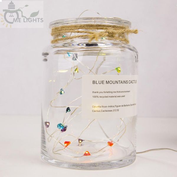 

30 led rainbow diamond fairy light string battery работает для рождественского фестиваля праздничные вечеринки свадебные гирлянды украшения