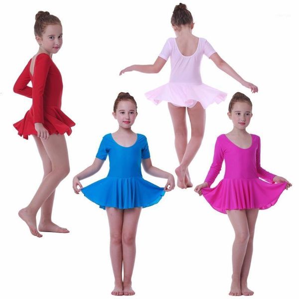

4 colors girls' ballet dance dress children's gymnastics leotard skirt kids' stage dance wear 2-10 years performance costumes, Black;red