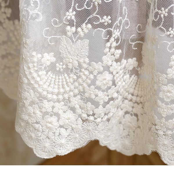 

beautiful 135cm width 1m/lot 3d embroidered beige/white lace fabric soft net fabric sewing curtain diy craft access jlltvf