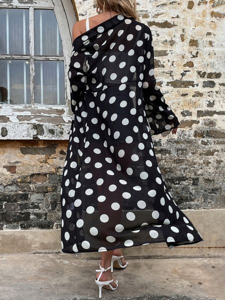 

polka dot kimono u8ct#, White;black