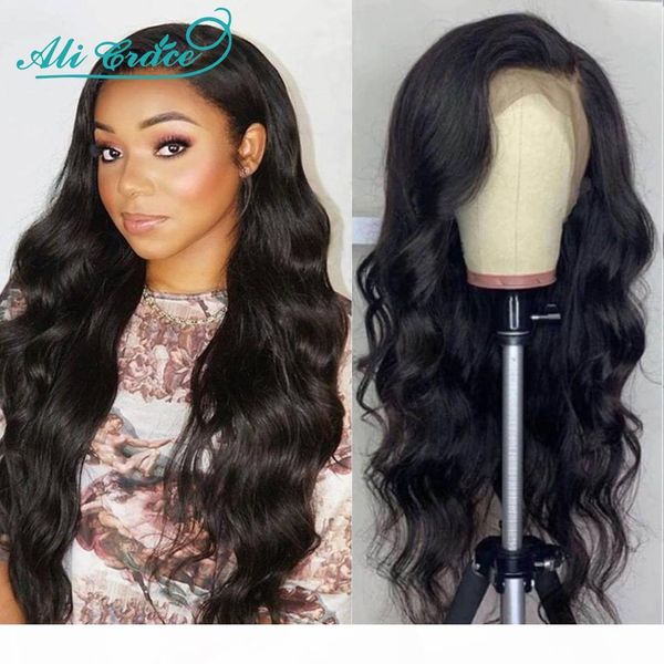 

ali grace wigs body wave pre plucked full lace human hair wigs 150% density brazilian body wave 360 full lace wig transparent, Black
