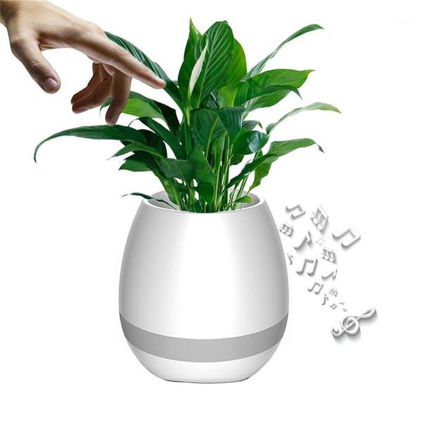 

music flowerpot bluetooth speakers night light breathing led smart plant pots play piano touching plants office wireless speaker1