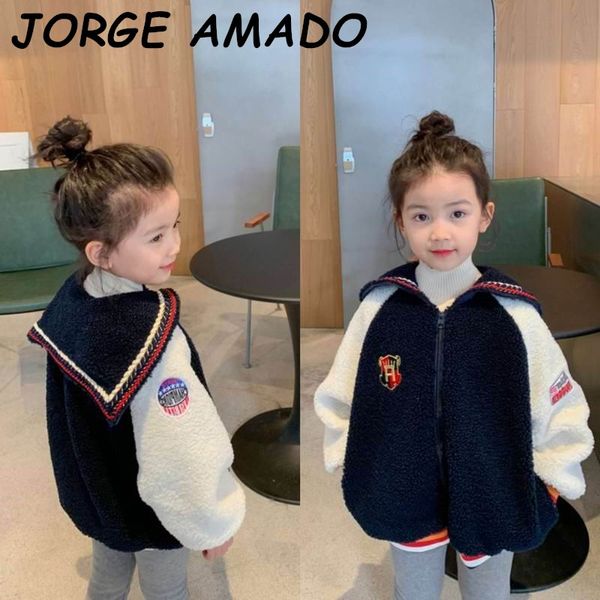 

girls preppy style coat girl winter coats sailor collar wool coat girls jackets kids winter clothes e20990, Blue;gray