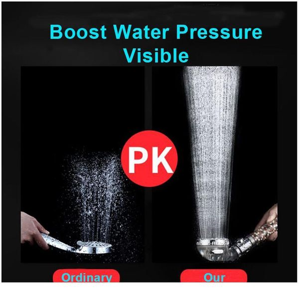 

zhangji bathroom 3-function spa shower head with switch on/off button high pressure anion filter bath head water savin jlldgy