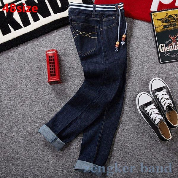 

men's jeans plus size men's autumn and winter big band oversize high waist stretch denim large blue 44 46 48 421