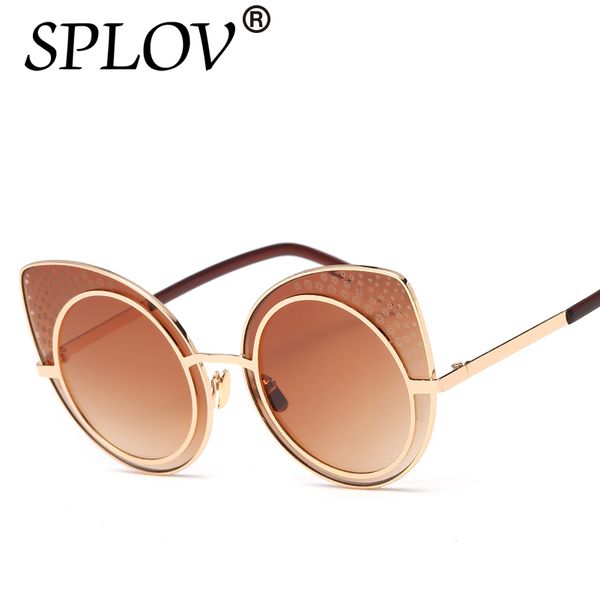 

splov 2017 cat eye fashion sunglasses women sun glasses female rose gold glasses butterfly brand designer delivery quily hot, White;black