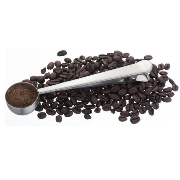 

christmas multifunctional stainless steel coffee scoop with bag clip sealing tea measuring spoon kitchen tool dhc1782