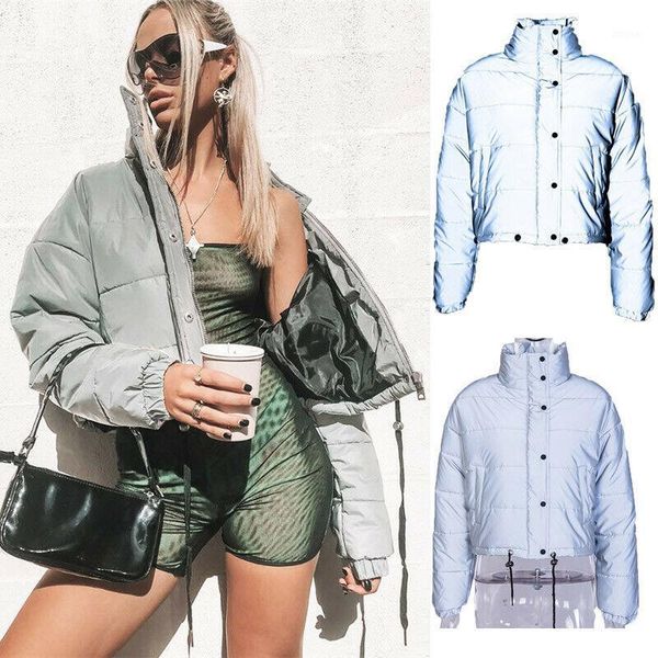 

winter warm fashion women parkas reflective zip winter warm female lady jacket coat casual sport short clothing1, Black