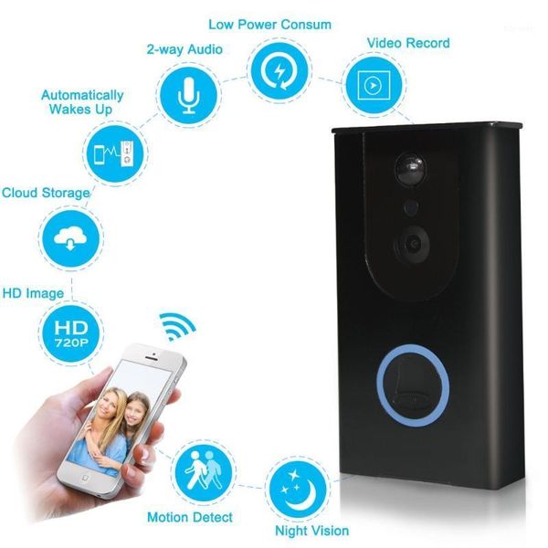 

smart video doorbell camera 720p visual call intercom door bell infrared night vision remote record home security monitoring1