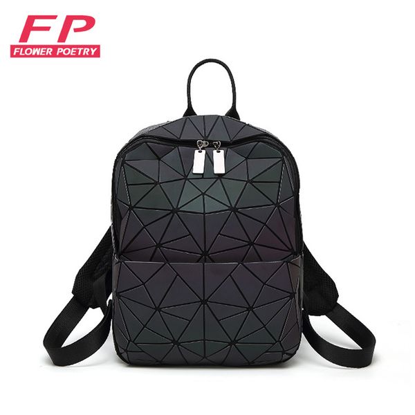 

2021 luminous women backpacks fashion girl daily backpack female geometry package sequins folding bagpack bags mini school bag c0125