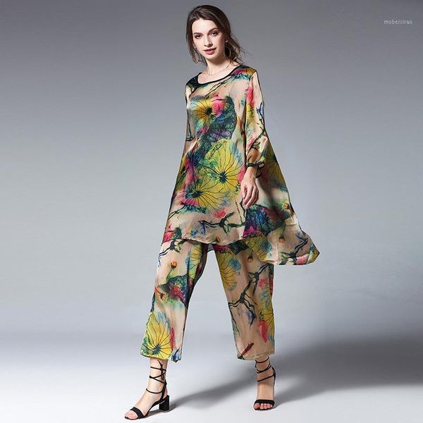

2018 spring fashion elefloral silk full blouses pants sets two pieces maternity clothes loose pregnancy clothes plus size1, White