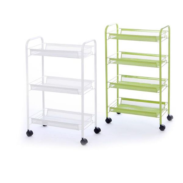 

3 layers of movable folding shelf and steel tube multifunctional kitchen island cabinet storage box