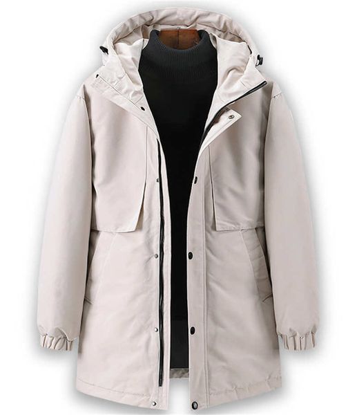 

couple mid-length down jacket women's hooded thickened 2020 winter new canadian style men's parker overalls, Black