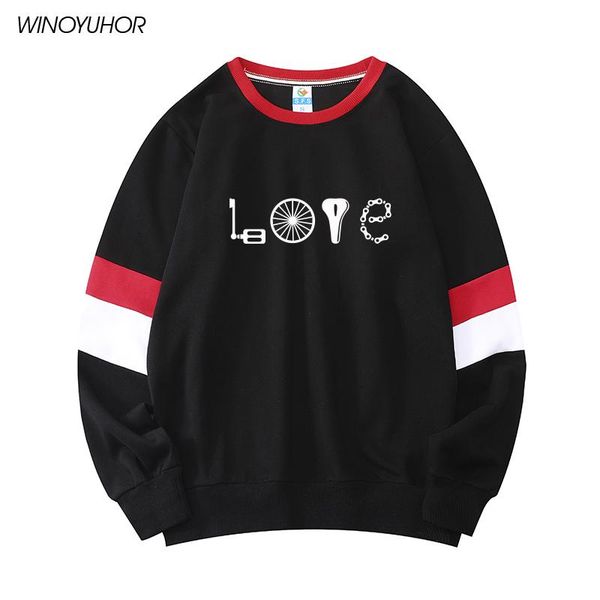 

love bike sweatshirts men 2020 autumn new causal male hoodies funny bicycle lover gift cool novelty o-neck streetwear, Black