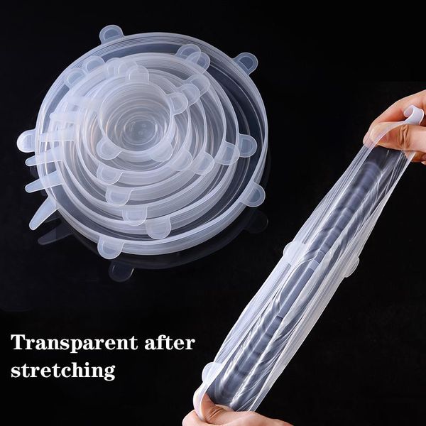 

6 pcs set food silicone cover universal silicone lids for cookware bowl pot lid reusable stretch lids wrap kitchen accessories bbyxwz