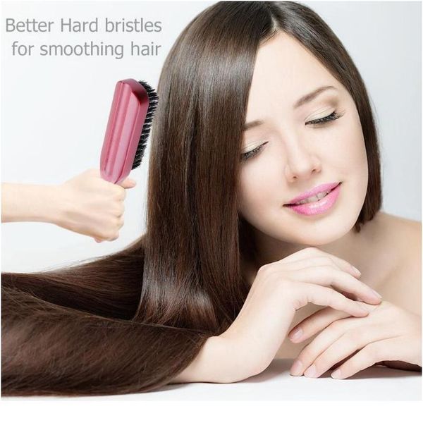 

wood handle hair brush hard boar bristle combs for men women hairdressing hair styling beard co sqcqxo, Silver