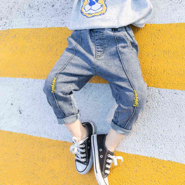 1-8t criança criança bebê meninos jeans outono inverno fundos quentes moda jeans calças streetwear dinossauro impressão cute crianças calças g1220