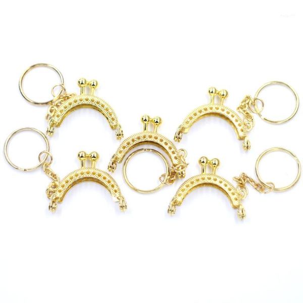 

bag parts & accessories 4cm mini metal purse frame shape arch half round kiss clasp with key ring sewing holes 4 colors lock buckle luggage, Black