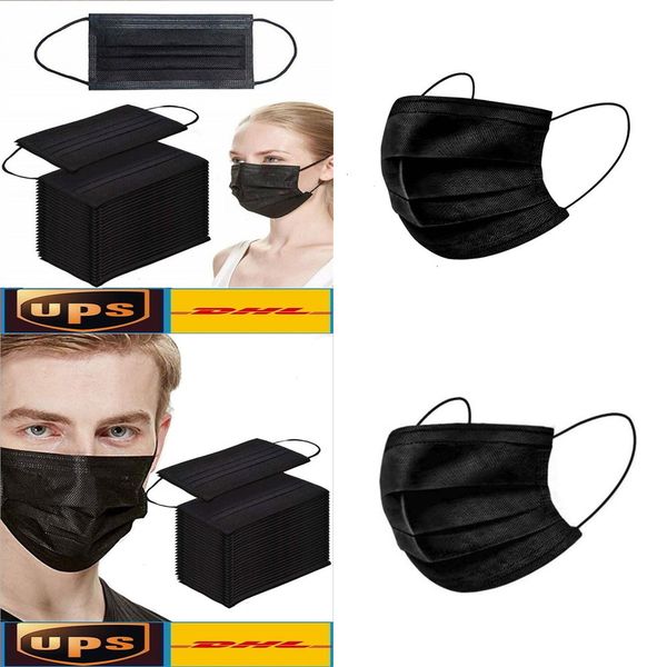 

dhl 3-layer black disposable protection mask with earloop mouth face sanitary outdoor masksfacv2protectiveshbc
