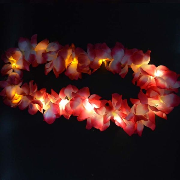 

thick wedding carnival led hawaiian lei hula light up flower garlands necklace party costume lot 1027